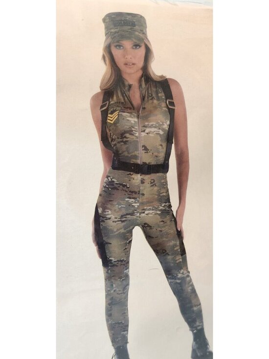 Amscan Other - Sexy Sleeveless Jumpsuit Soldier Camo Green 2PC Catsuit  XL XLARGE 14 -16 NEW